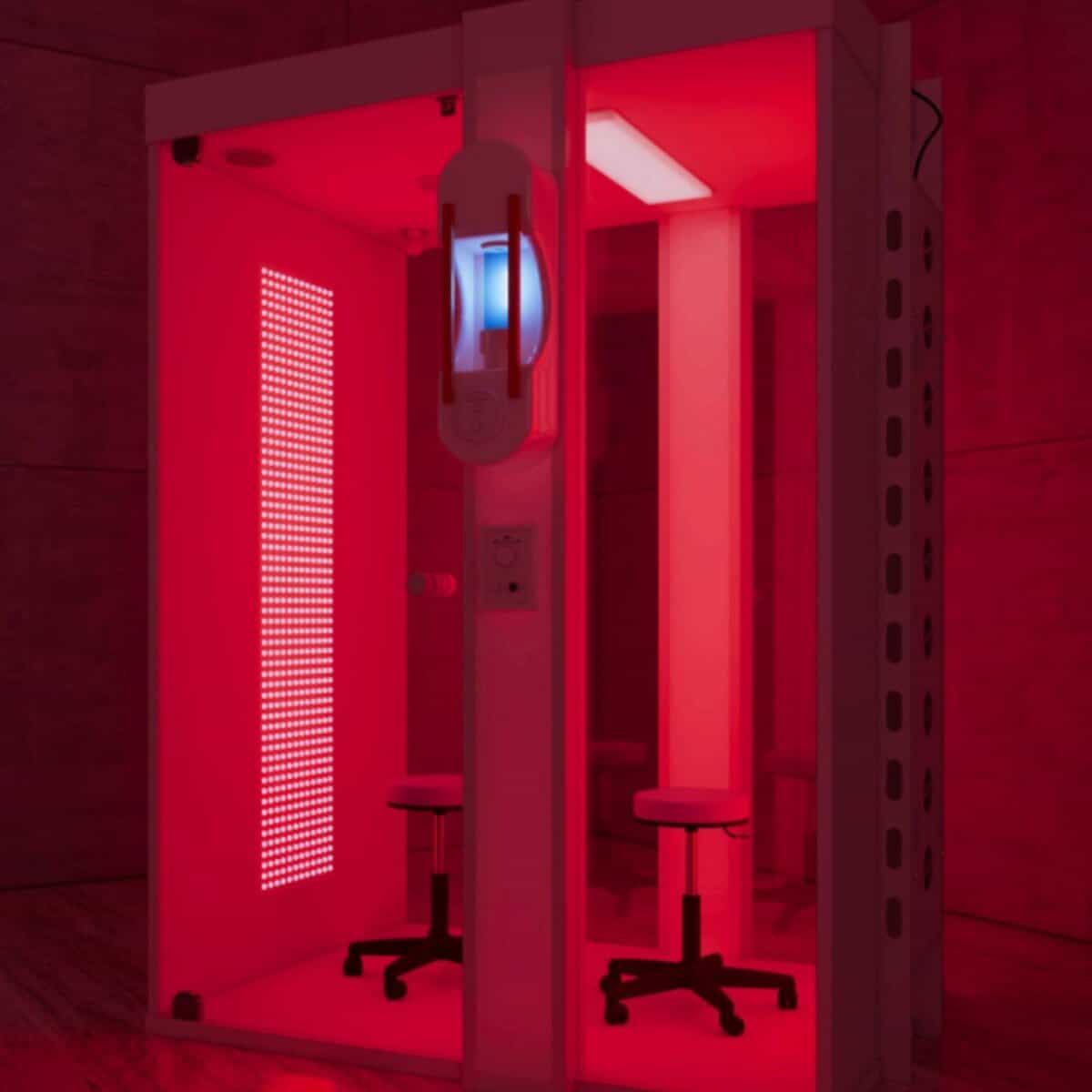 HaloRed salt and red light therapy cabin