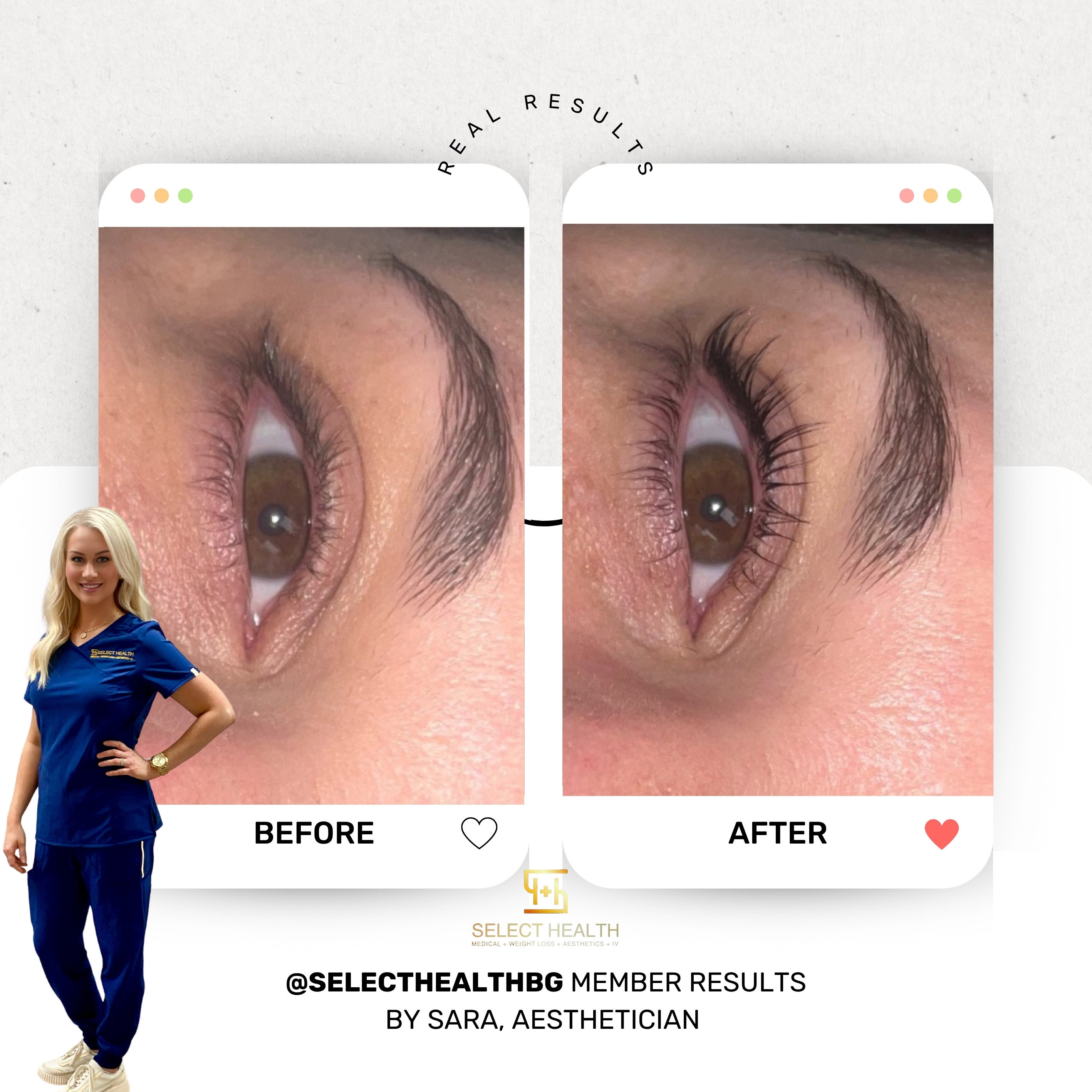 Lash lift and tint result