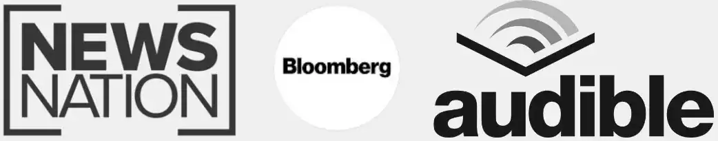 News Nation, Bloomberg, and Audible logos
