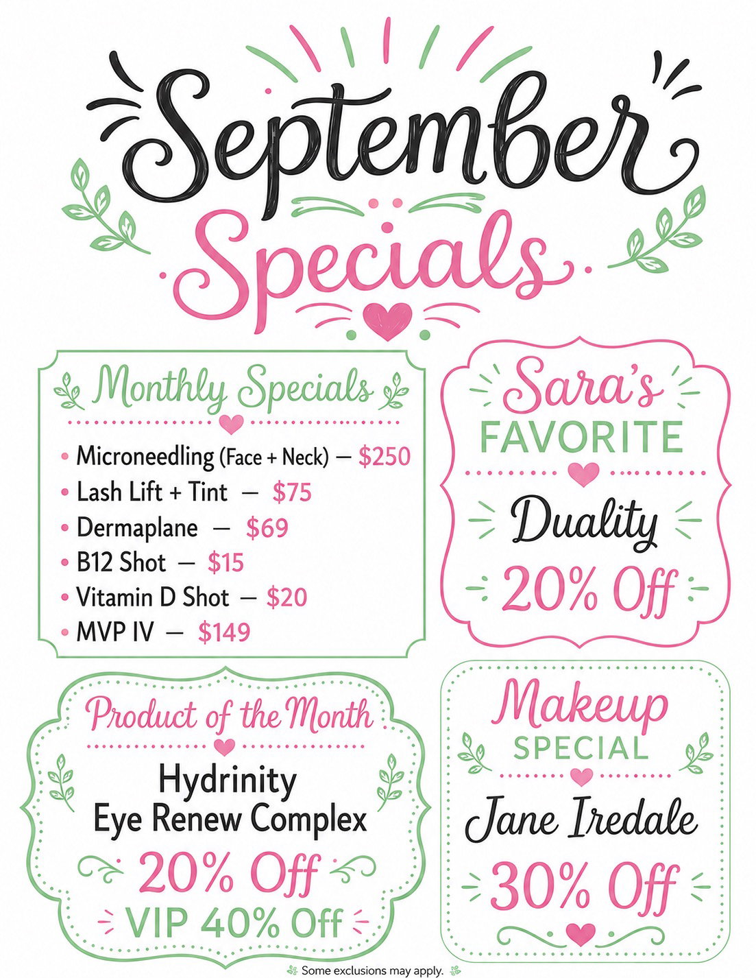 Current monthly specials from Select Health